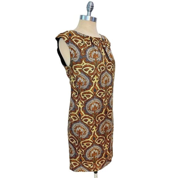 Milly Of New York Boho Paisley Print Silk Shift Dress Size 6 - Picture 2 of 5